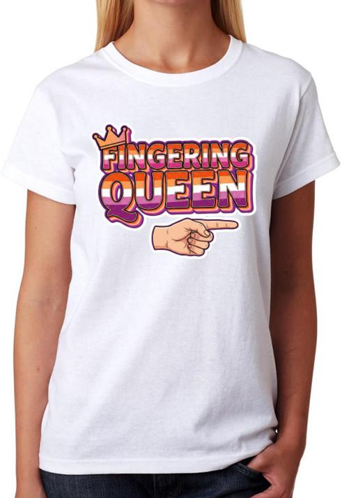 Fingering Queen T-Shirt Funny Adult Humour Cheeky Rude Novelty Ladies Tee 4XL