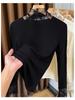 Women's Slim-Fit Brushed Lace Turtleneck Base Layer - Warm Autumn/Winter Inner Shirt