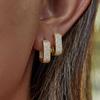 Luxury Full Paved Rhinestone Hoop Earrings for Women Stainless Steel Hollow Geometric Earrings Wedding Party Fashion Jewelry