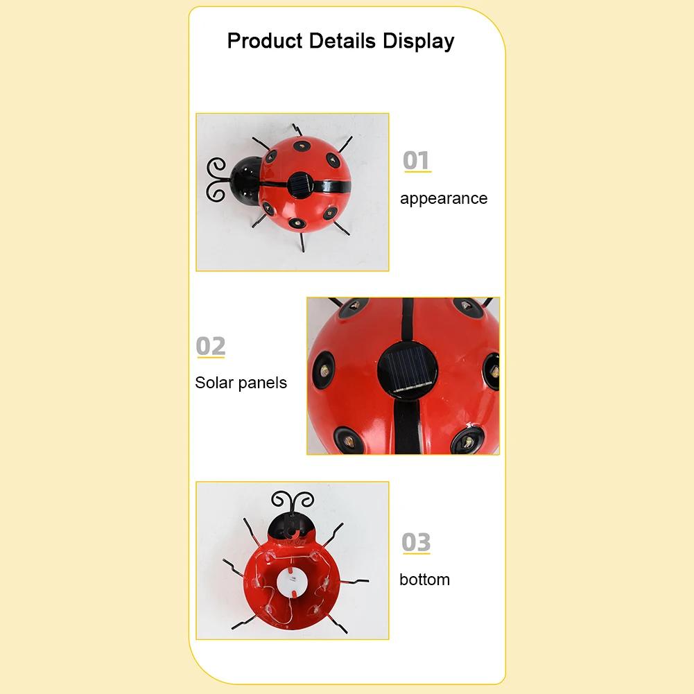 1 Stück Marienkäfer Ornament IP65 Wasserdicht Lebensecht Metall Marienkäfer Außen Hängender Käfer Solarlicht Veranda Hinterhof Dekoration