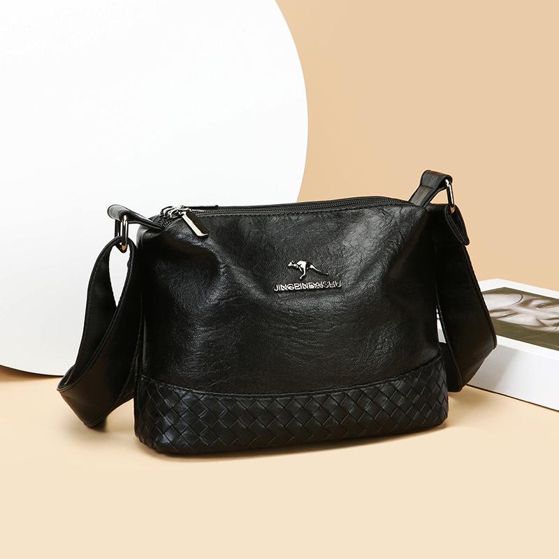 New Simple Women's High Quality Crossbody Bag--Multilayer Retro Ladies Handbag Crossbody Texture Splicing Shoulder Bag