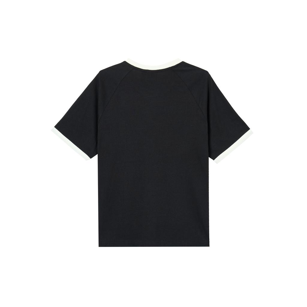 adidas Originals SS25 Serie Classica Logo del Marchio Vestibilità Larga Girocollo Manica Corta Raglan T-Shirt Uomo Top Nero KD6265