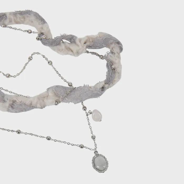 Braided Handmade Necklace (FL-730_Gray)