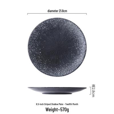 ZISIZ Japanese Style Round Ceramic Plate