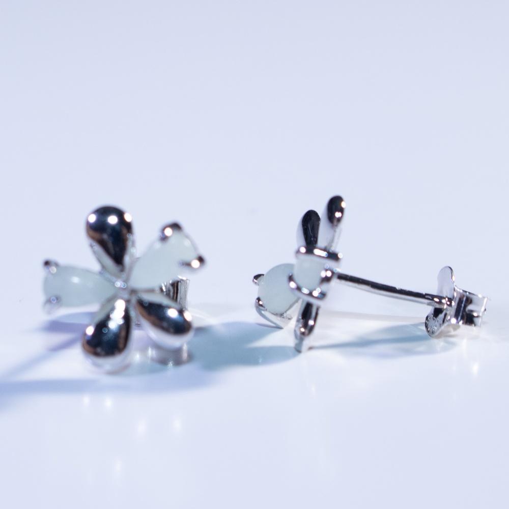 Delicate Flower Earrings Female Minority Noctilucence Stone 925 Sterling Silver Lucky Earrings