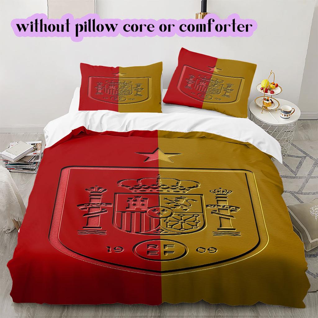 Spain Football Soccer Pattern Bedding,Quilt Set Quilt Cover Pillowcase Home Birthday Gift (1*duvet Cover+2*pillowcase,without Core)