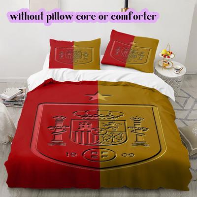 Spain Football Soccer Pattern Bedding,Quilt Set Quilt Cover Pillowcase Home Birthday Gift (1*duvet Cover+2*pillowcase,without Core)