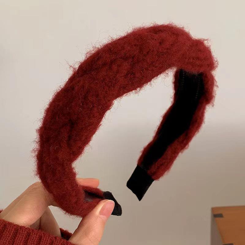 Retro French Wide Skull Top Sponge Headband for Women - Milk Coffee Color Hair Accessory