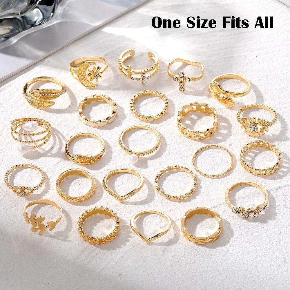 23 Pcs/Set Vintage Punk Ring Set Geometric Knuckle Rings Set  Girls Party Jewelry Accessories Gifts