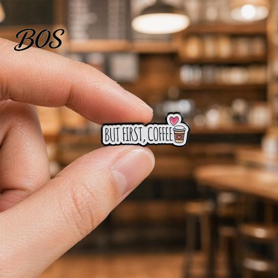 Non-oxidizing Brooch Pin, Coffee Slogan Design Brooch, Thickened Zinc Alloy Badge, Oil Paint Enamel Stable Buckle Pins for Clothes Hats Backpacks Pin