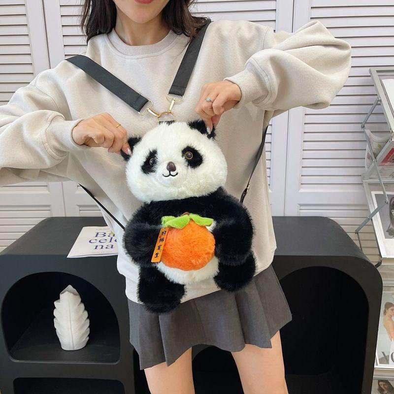 Kawaii Panda Plush Backpack Cute Animal Plushie Doll Women Crossbody Soft Shoulder Bag for Travel Party Female Birthday Gift