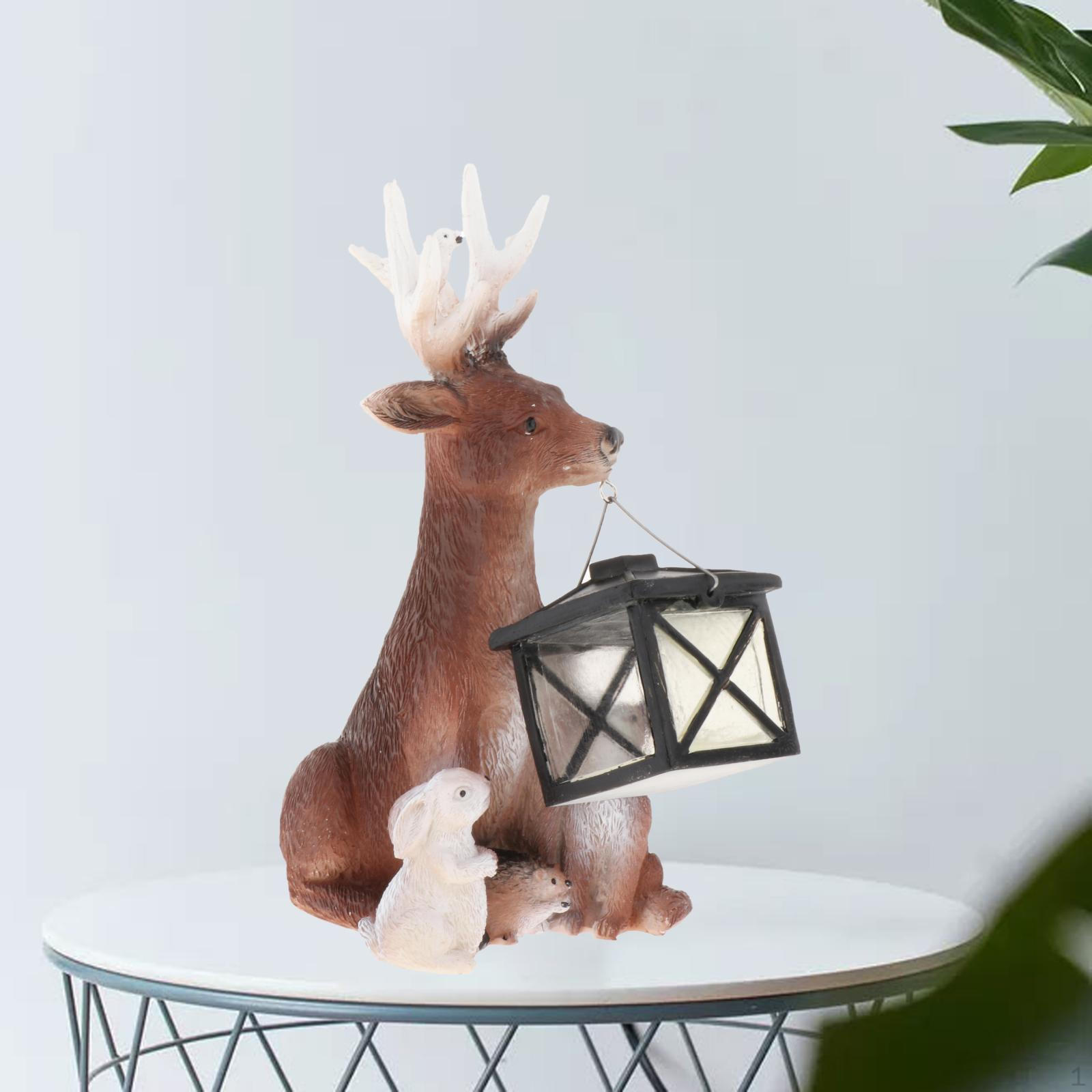 

Garden Statue Deer Waterproof Animal Figurines Ornament for Outside Indoor Decoration Gift