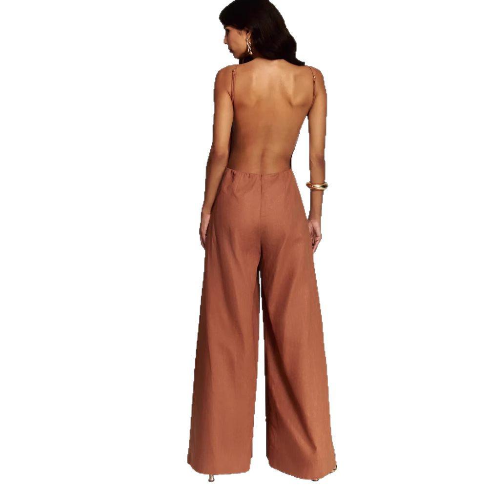 2025 European & American Sleeveless Loose Holiday Jumpsuit with Wide-Leg Pants for Women