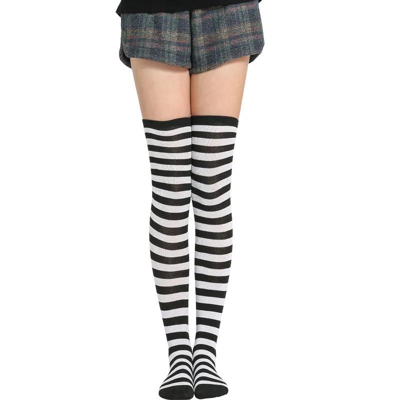 New Socks Long Tube Ladies Japanese Blue and White Striped Over-knee Socks Thigh Socks  Thigh High Stockings  Knee High