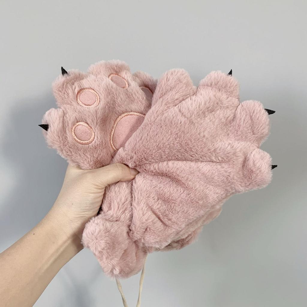 Japońskie Urocze Kreskówkowe Rękawice Pluszowe z Pazurami Niedźwiedzia dla Kobiet na Zimę Ciepłe i Aksamitne Pogrubiane do Jazdy na Świeżym Powietrzu i Narciarstwa Trendy dla Par