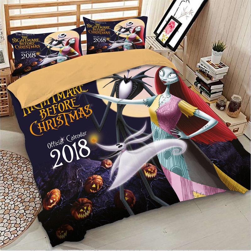 Luxurious Nightmare Before Christmas Duvet Cover With Pillow Cases Bedding Set