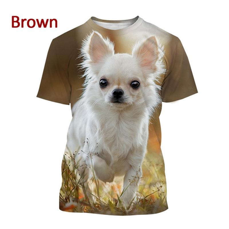 Cute Animals 3d Mens Graphic Tshirts Women Funny Chihuahua Dog Pattern T Shirt Kid Street Breathable O Neck Short Sleeve T-shirt