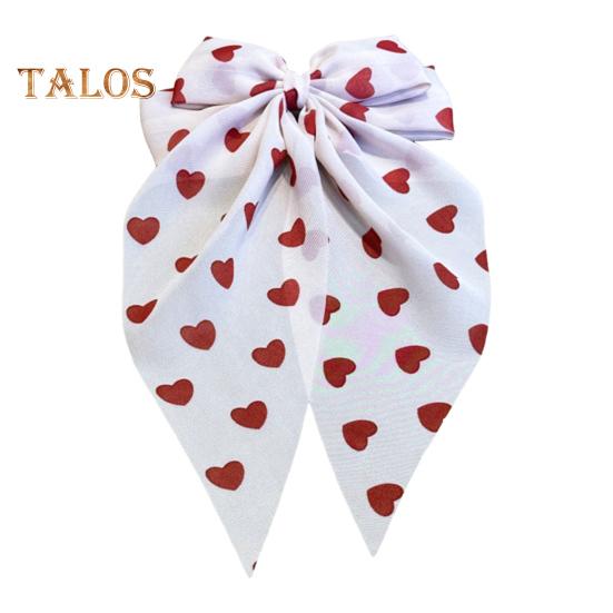 Women Hairpin Bow Shape Ribbon Heart-Shaped Pattern Hair Clip Spring Clip Back Head Hair Accessories Wedding Gift