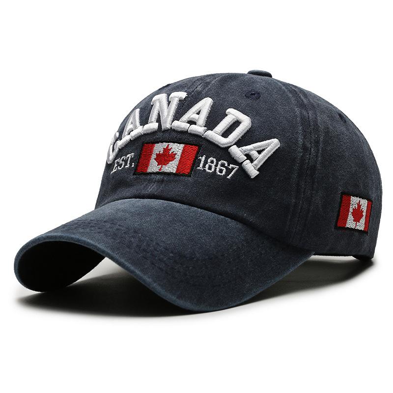 Casquette Vintage en Coton Lavé Unisexe Broderie Lettre CANADA de Haute Qualité Casquette de Baseball Homme et Femme Chapeaux de Sport d'Extérieur