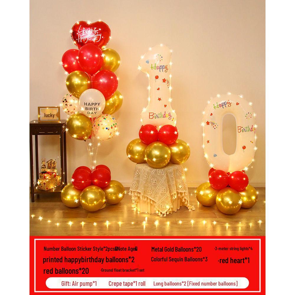 Floating Light-Up Number Balloons for Kids' 10th Birthday Decoration Scene