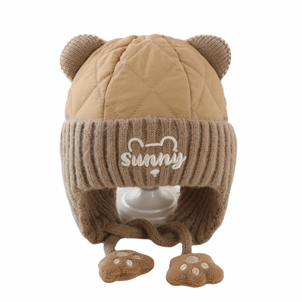 

Cartoon Bear Pullover Cap Windproof Beanie Hat New Plush Knitted Cap Autumn and Winter хакі