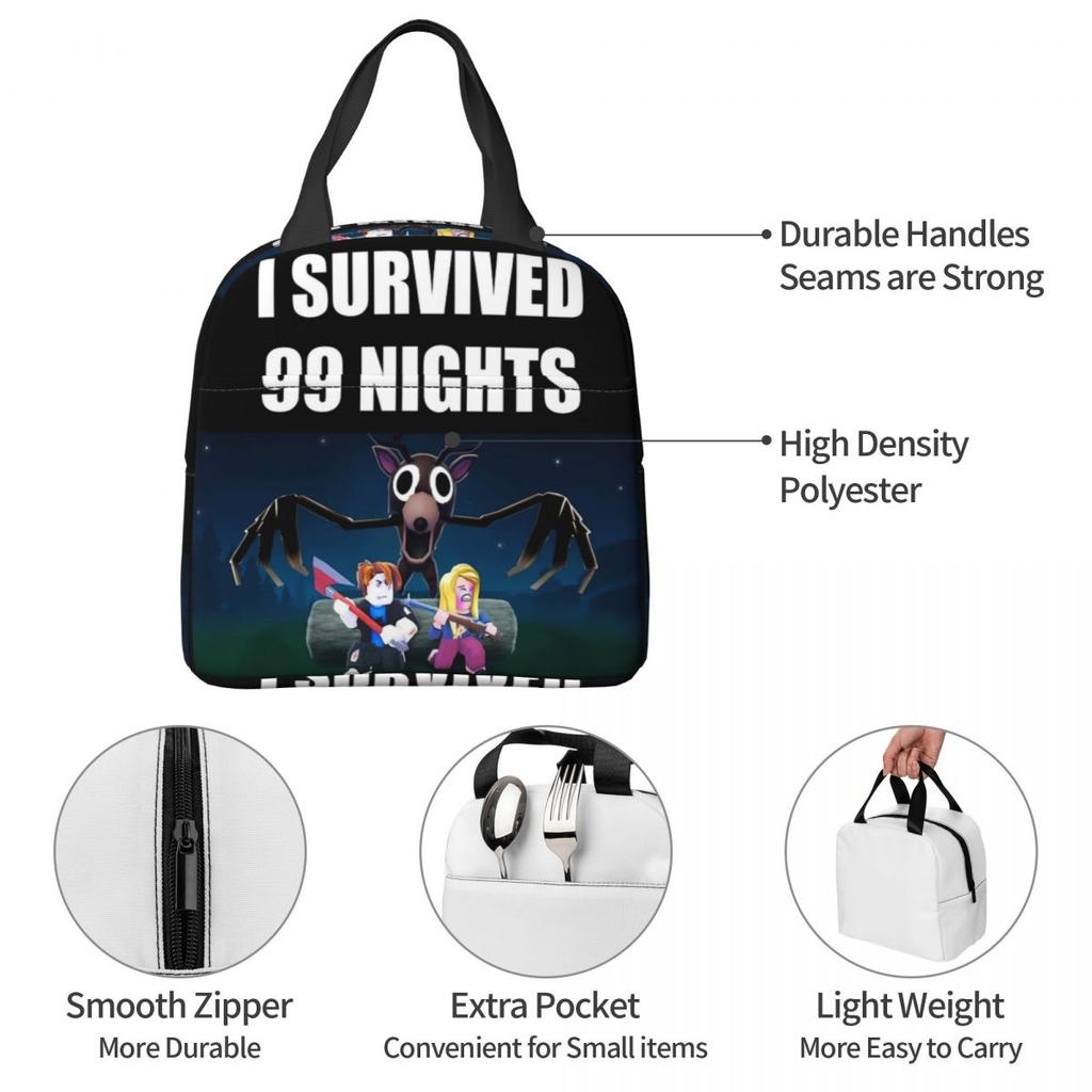 99 Nights In The Forests Thermal Insulated Lunch Bag for Picnic Video Games Portable Bento Box Thermal Cooler Lunch Boxes