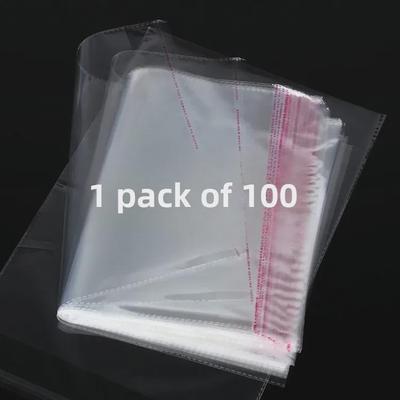 28x40 Self-Adhesive Transparent OPP Plastic Bags - Available In 5, 7, 9, 12 Micron Thickness - Pack of 100
