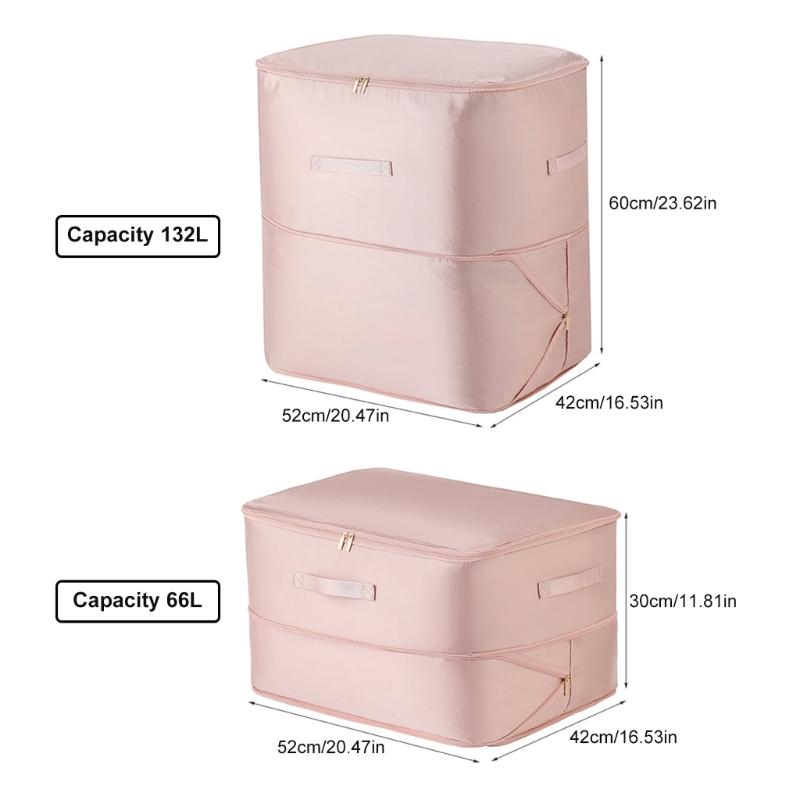 Large Capacity Satins Storage Bag for Seasonal Clothing and Bedding Dustproof Quilt and Clothes Organization Supplies