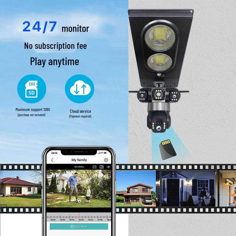 V380 Outdoor Smart Cam: Solar-Powered, Network-Free, Full-Color, Remote-Controlled, Triple-Screen, Courtyard Street Light