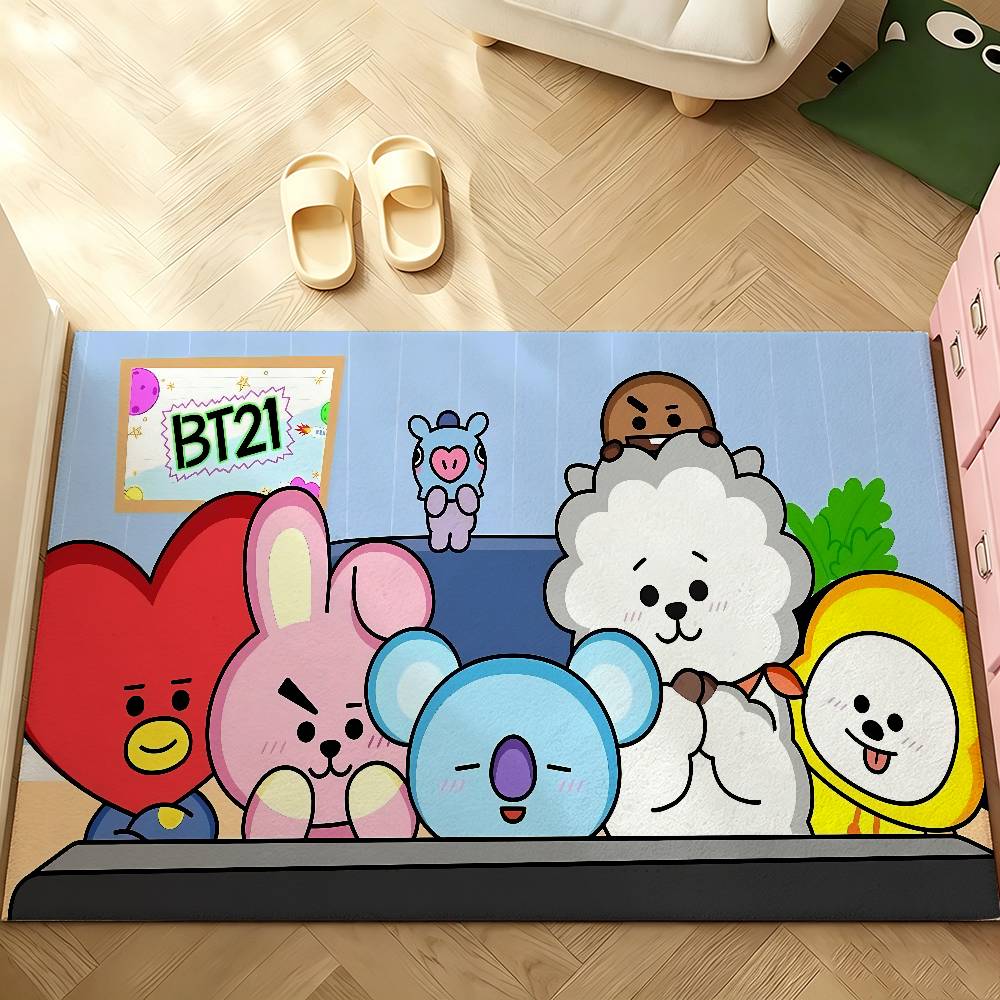 Cute A-bt21S Cartoon Carpet Bathroom Anti-slip Mat Door Mat Home Decoration Mat Entrance Door Mat Scratch-resistant Door Mat