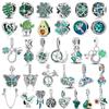 Grüne Farbe Charms Fit Armbänder 925 Silber Avocado Klee Perle Kaktus Chamäleon Zirkon DIY Schmuck Charme
