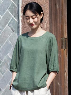 Women Solid Color Linen TShirts Tops Summer Casual Clothes Female Half Sleeve Tshirts Tees