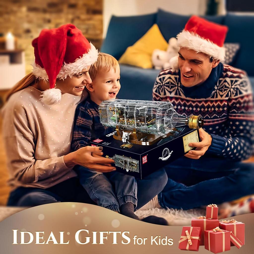 MOULD KING 10067 Ship In A Bottle Building Block The The Flying Dutchman Pirate Ship Model Sailboat Toys Kids Christmas Gifts