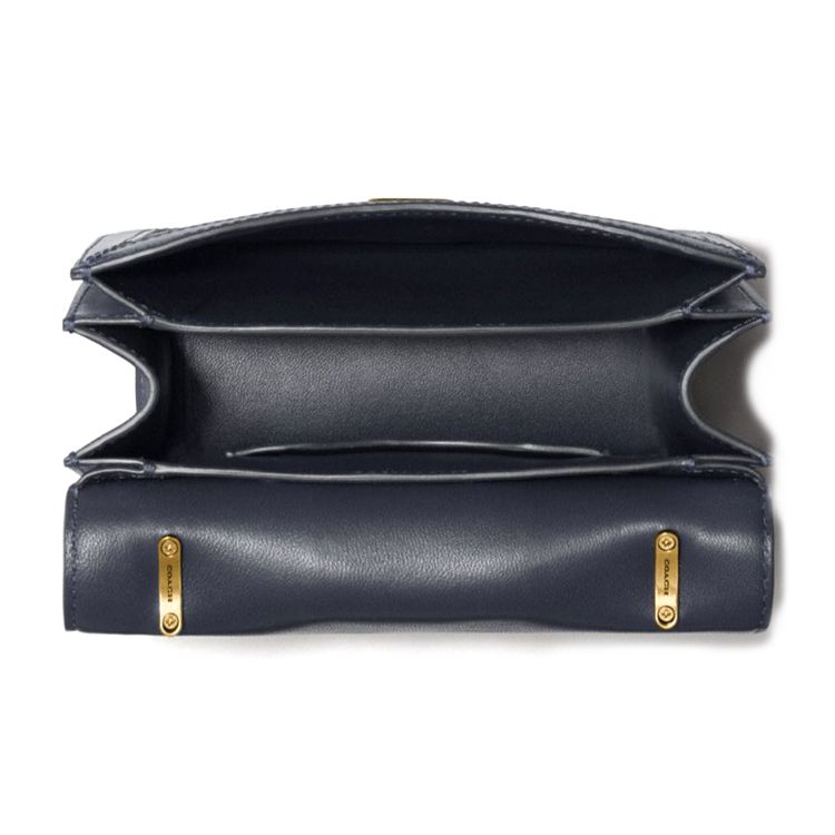 Coach Alie 18 Monogram Leather Small Square Shoulder Crossbody Bag Women bags Dark-Blue C3760-B4RH3