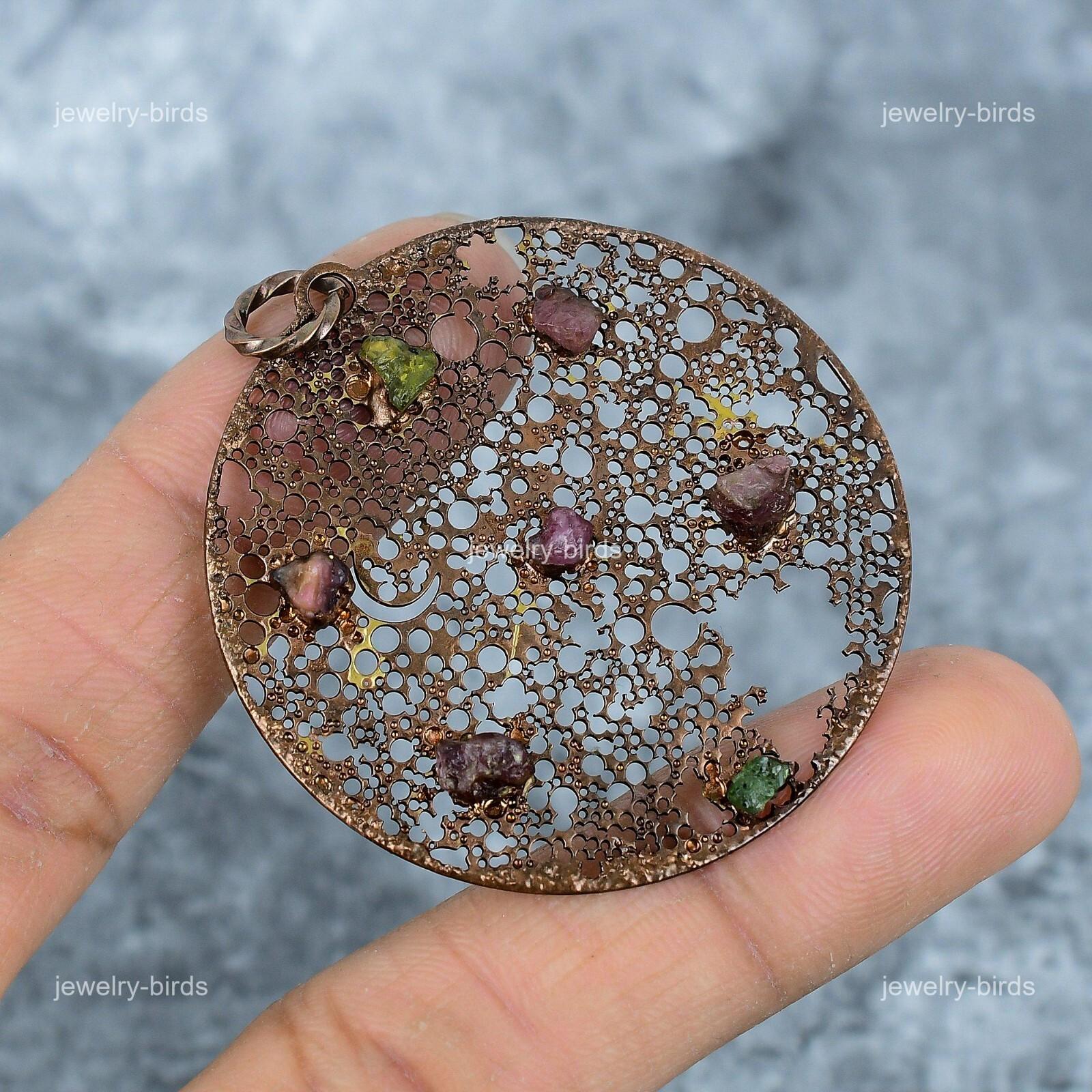 

Натуральный Мульти Турмалин Медь Подарок на Помолвку Свадьба Гальванопластический Подвеска VP-12