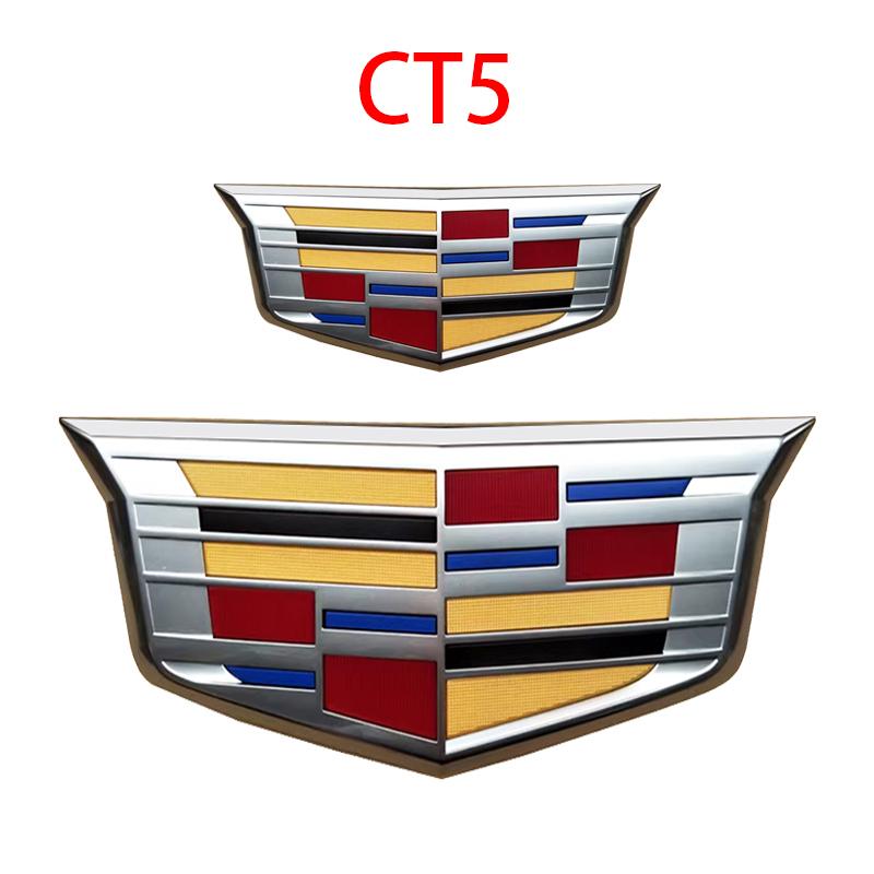 2PCS CT5 Emblem for Cadillac Rear Trunk Badge Stickers Decals Auto Refit Accessories ABS Car Logo Front Grille Exterior Styling