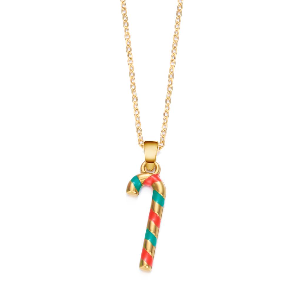 Stainless Steel Christmas Tree Pendant Necklaces for Women Colorful Snowflake Santa Candy Cane Necklaces Waterproof Jewelry