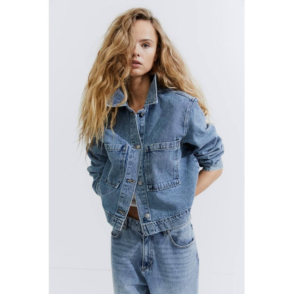 

Короткая куртка из твила HM Джинсовая, синяя