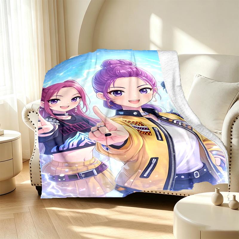 KPop Demon Hunters Pattern Blanket for Home Decoration, Bed, Sofa, Car Travel, Camping, Suitable for All Seasons, Birthday Christmas Gift