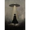 Surreal Cosmos Space UFO Sci Fi Poster Vintage Astronaut Alien Desert Canvas Painting Trendy Wall Art for Living Room Home Decor