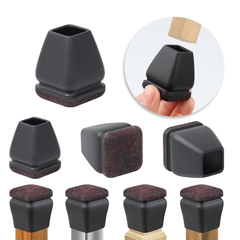 Black Chair Leg Floor Protectors Foot Cover Diagonal with Thick - Main Image