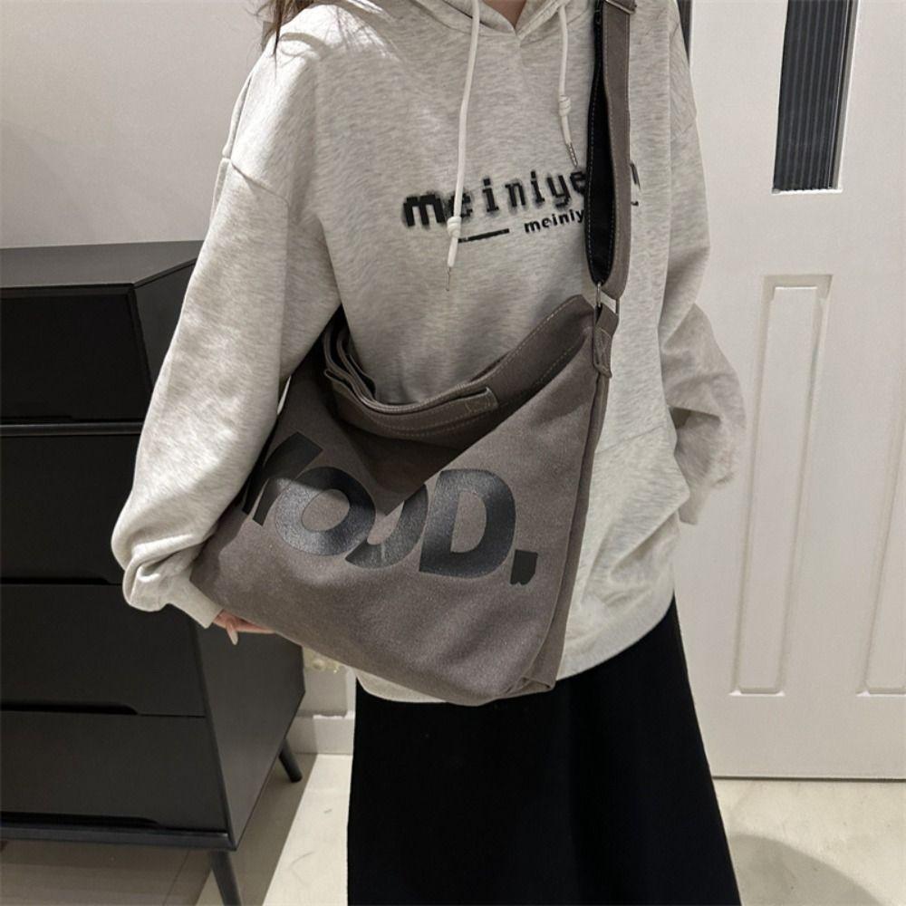 

Japanese Harajuku Style Canvas Handbag MOOD Underarm Bag The New Printed Crossbody Pouch Work чёрный