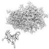 100pcs Vintage Alloy Pendant Silver Horse Keychain Pendant DIY Jewelry Supplies  Necklace Making