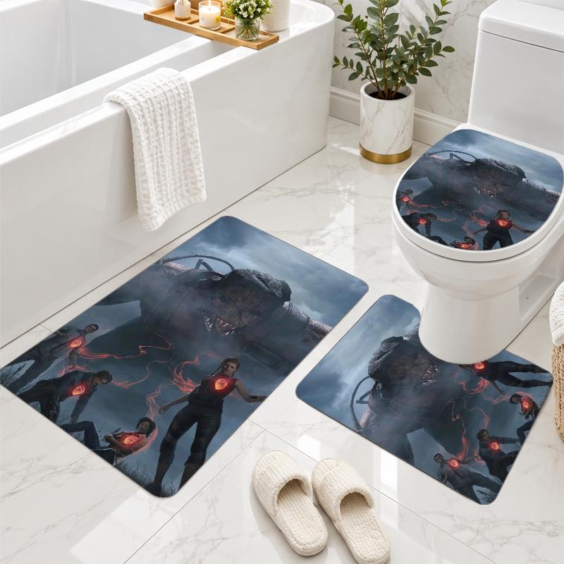 3Pcs Flannel Toilet Mat Set Dead by Daylight Bathroom Rug Non Slip Bath Carpet Home Decor