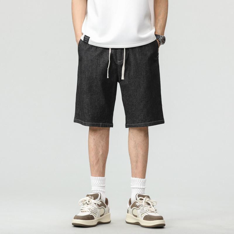 New Summer Products, Primary Color Wash Cotton Loose Straight Five-point Denim 5-point Shorts Men