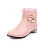 Autumn Winter Girls Boots Sweet Bow Zipper Ankle Boots Comfort Square Heel Women Boots Pink Lolita Student Shoes Plus Size 28-43