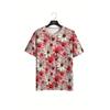 Women's Summer Round Neck Short Sleeved T-shirt Paired with 3D Floral Print Casual Top Breathable and Machine Washable Suitable for Outdoor Daily Wear