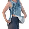 Women Post Shoulder Surgery Shirt Sleeveless Floral Print Top One Shoulder Snap Button Opening Medical Recovery Blouse