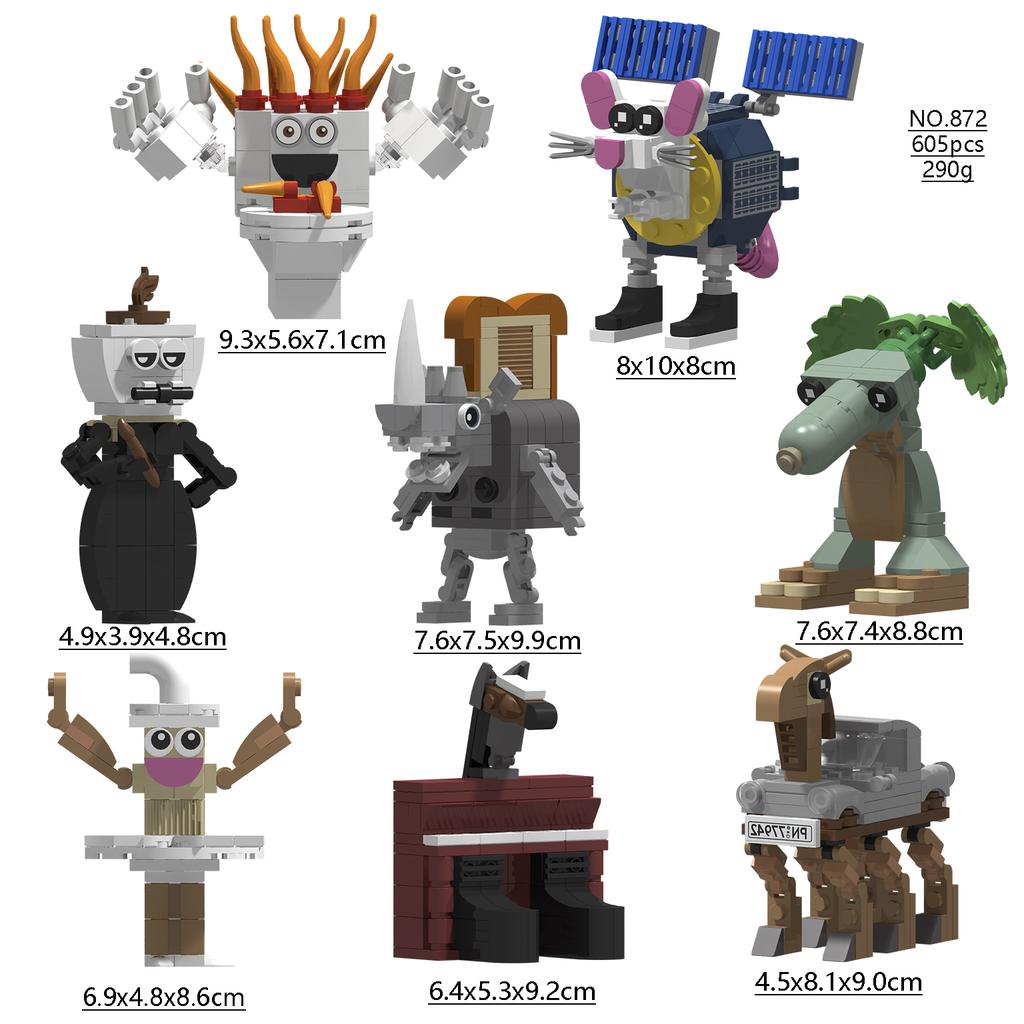 MOC Italienische Brainrot Bricks Tung Tung Sahur Figuren Tralalero Tralala Bausteine Spielzeug für Kinder Geburtstagsgeschenke