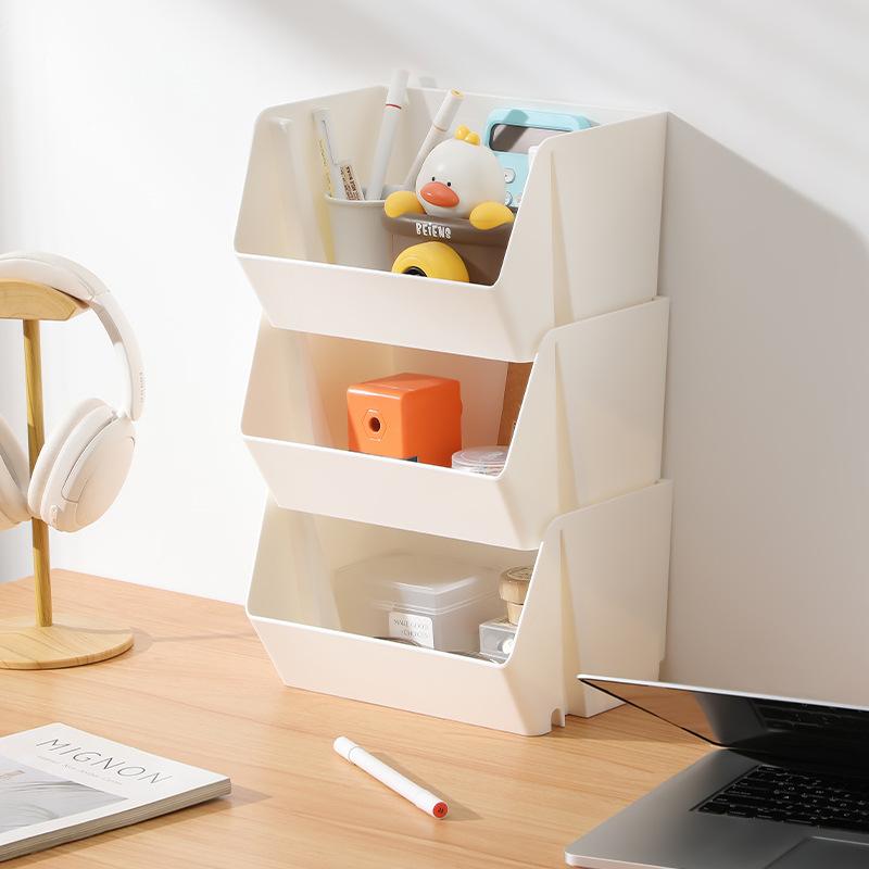 Stackable Multi-Layer Storage Box - Wall-Mounted & Desktop Organizer for Clutter, Versatile Storage Container for Bathroom